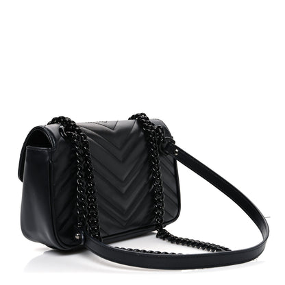 Calfskin Matelasse Monochrome Mini GG Marmont Shoulder Bag Black