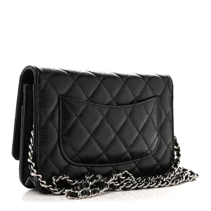 Caviar Quilted Wallet on Chain WOC Black