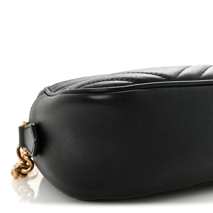 Calfskin Matelasse Small GG Marmont Chain Shoulder Bag Black
