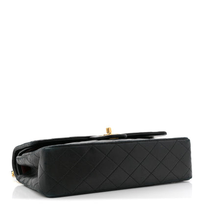 Lambskin Quilted Medium Double Flap Black