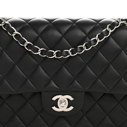 Lambskin Quilted Medium Double Flap Black