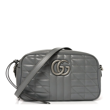 Calfskin Matelasse Aria Small GG Marmont Chain Shoulder Bag Deep Grey