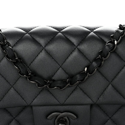 Lambskin Quilted Mini Rectangular Flap So Black