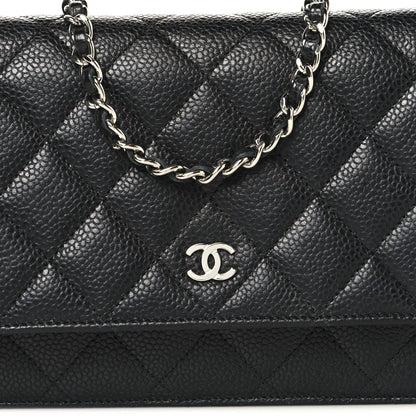 Caviar Quilted Wallet on Chain WOC Black