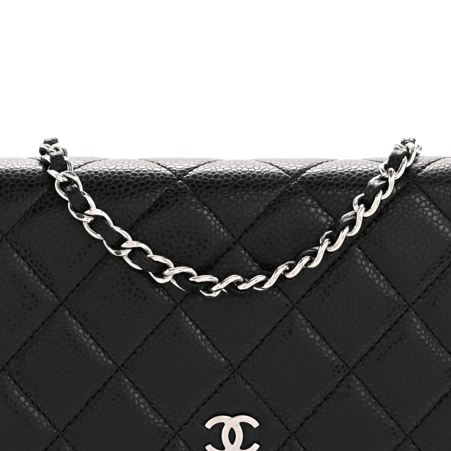Caviar Quilted Wallet on Chain WOC Black