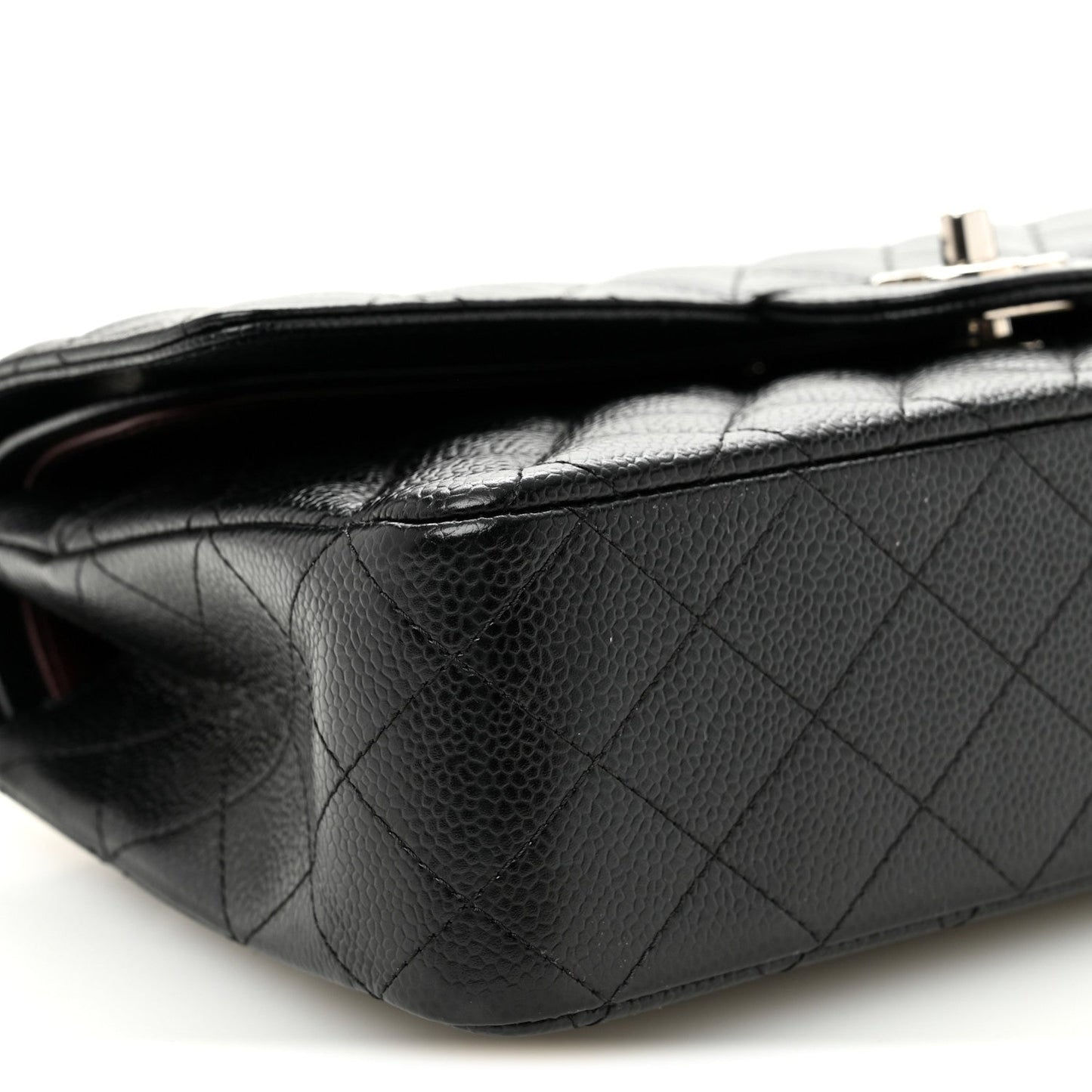 Caviar Quilted Medium Double Flap Black