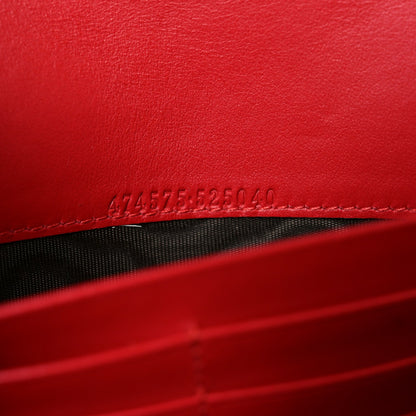 Calfskin Matelasse GG Marmont Chain Wallet Hibiscus Red