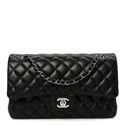 Lambskin Quilted Medium Double Flap Black