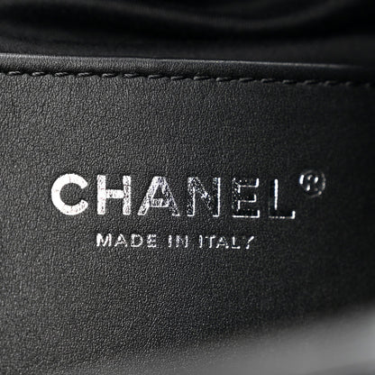 Shiny Crumpled Calfskin Quilted Small Chanel 25 Handbag Black