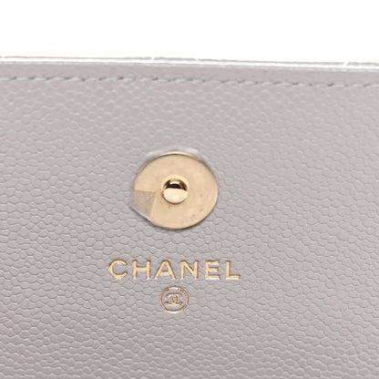 Caviar Quilted Mini Business Affinity Flap Grey