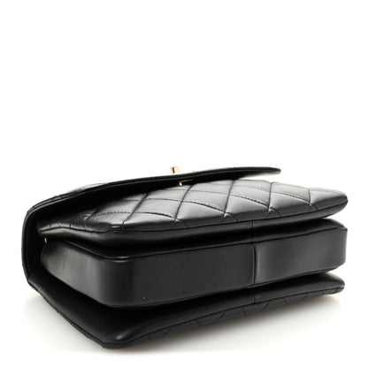 Lambskin Quilted Small Trendy CC Dual Handle Flap Bag Black