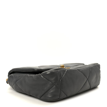 Lambskin Quilted Medium Chanel 19 Flap Dark Grey