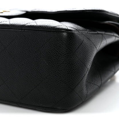 Caviar Quilted Jumbo Double Flap Black