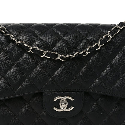 Caviar Quilted Jumbo Double Flap Black