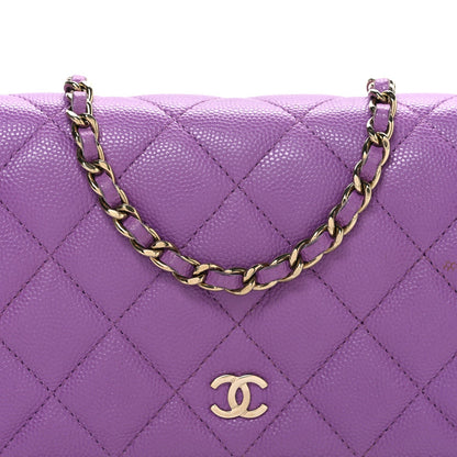 Caviar Quilted Wallet On Chain WOC Purple