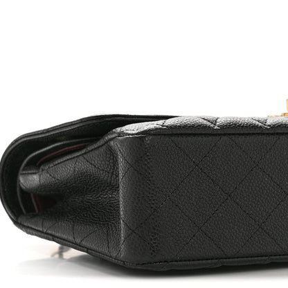 Caviar Quilted Medium Double Flap Black