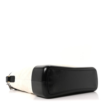 Aged Calfskin Quilted Large Gabrielle Shopping Tote White Black