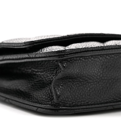 Caviar Quilted Wallet on Chain WOC Black