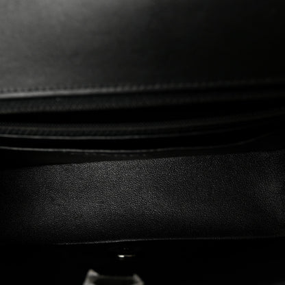 Patent Calfskin Quilted Mini Rectangular Flap So Black