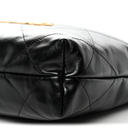Shiny Calfskin Quilted Small Chanel 22 Black
