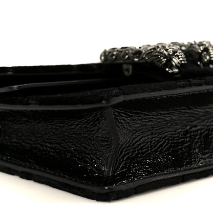 Velvet Skipper Crystal GG Monogram Super Mini Dionysus Shoulder Bag Black