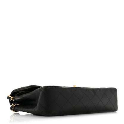 Lambskin Quilted Medium Double Flap Black
