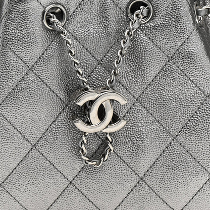 Metallic Caviar Quilted Mini Chanel 25 Handbag Anthracite