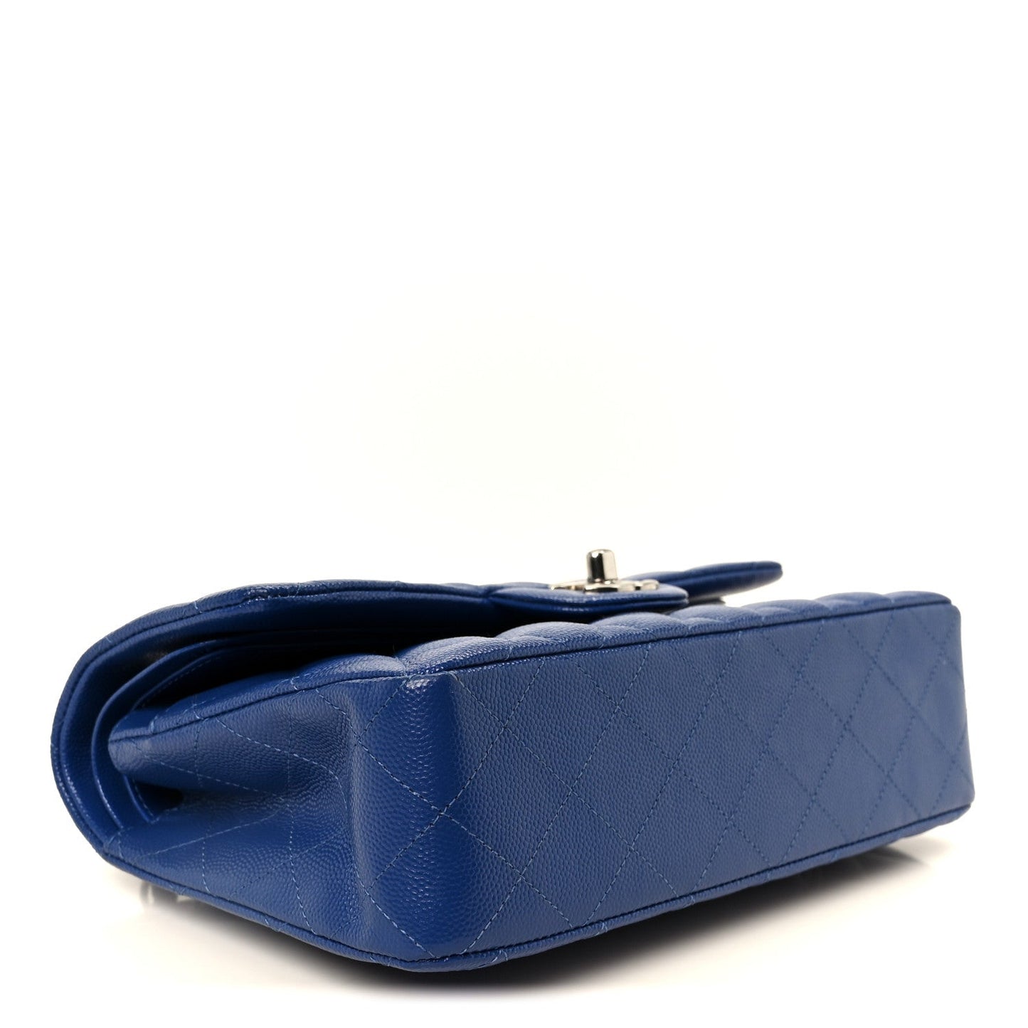 Caviar Quilted Small Double Flap Blue