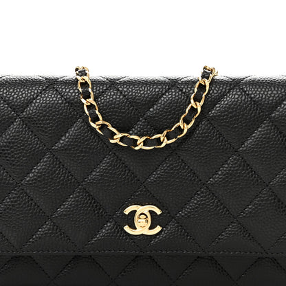 Caviar Quilted CC Turnlock Wallet On Chain WOC Black
