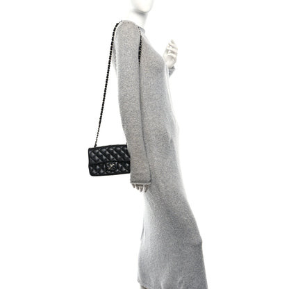 Lambskin Quilted Mini Rectangular Flap Black