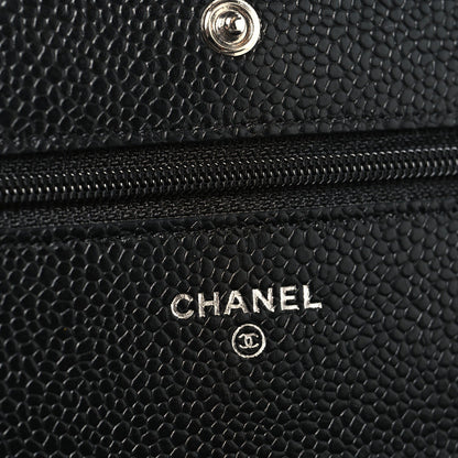 Caviar Quilted Wallet on Chain WOC Black
