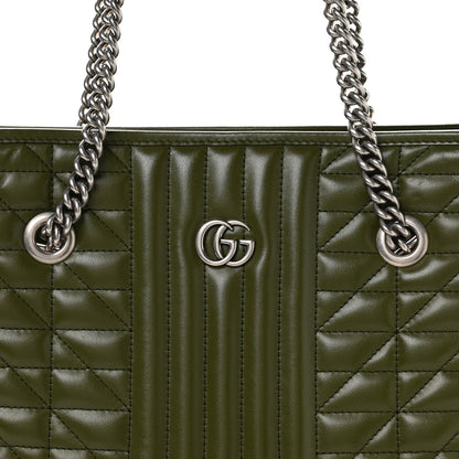 Calfskin Matelasse Aria Medium GG Marmont Shoulder Tote Military Wood