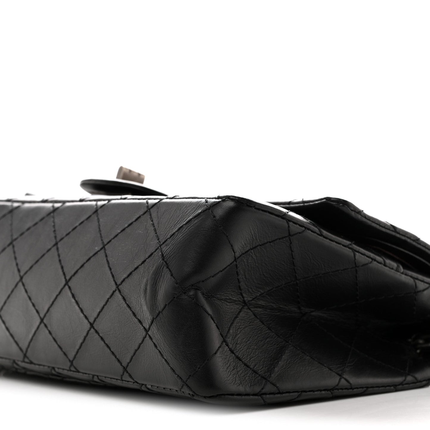 Aged Calfskin Quilted 2.55 Reissue 225 Flap  Black
