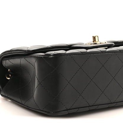 Lambskin Quilted Mini Rectangular Flap Black