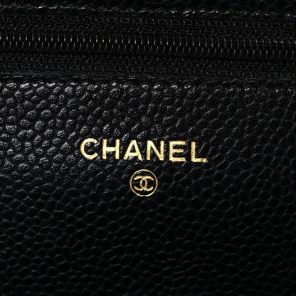 Caviar Quilted Wallet on Chain WOC Black