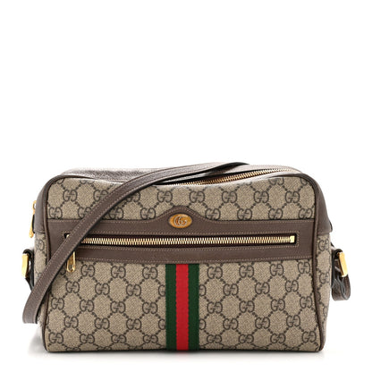 GG Supreme Monogram Web Small Ophidia Shoulder Bag Brown