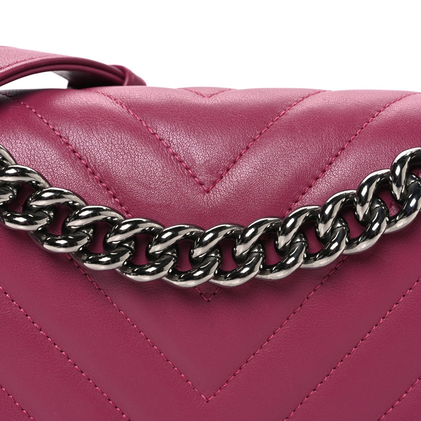 Lambskin Chevron Quilted Medium Boy Flap Dark Pink