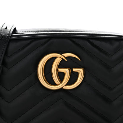 Calfskin Matelasse Small GG Marmont Chain Shoulder Bag Black
