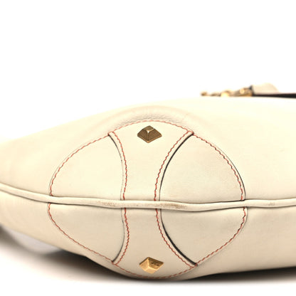 Calfskin Piston Lock Jackie O Hobo White