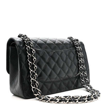 Caviar Quilted Jumbo Double Flap Black