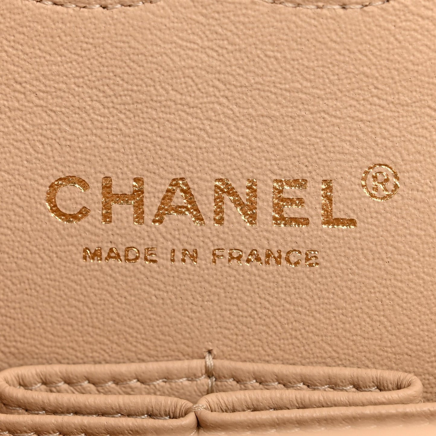 Lambskin Quilted Medium Double Flap Beige