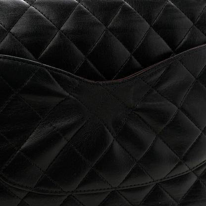 Lambskin Quilted Medium Double Flap Black