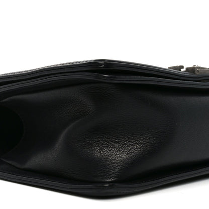 Calfskin Quilted Medium Boy Flap Black