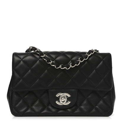 Lambskin Quilted Mini Rectangular Flap Black
