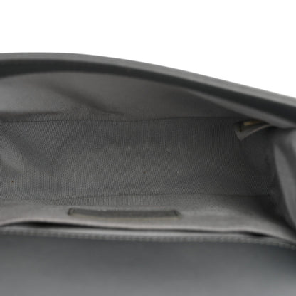 Metallic Calfskin Quilted Small Boy Flap Dark Silver