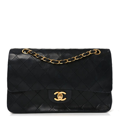 Lambskin Quilted Small Double Flap Black