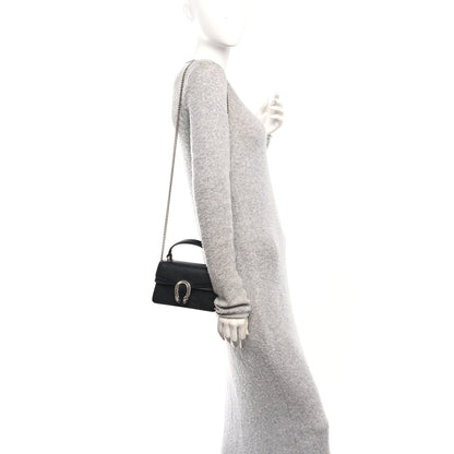 Dollar Calfskin Crystal Mini Dionysus Top Handle Bag Black Crystal