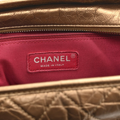 Metallic Aged Calfskin Quilted Medium Gabrielle  Bronze