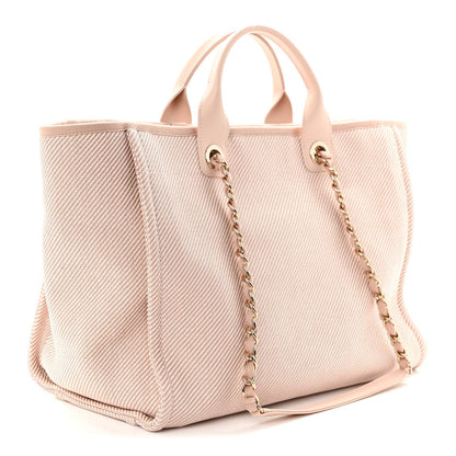 Mixed Fibers Calfskin Medium Deauville Tote Beige