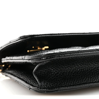 Caviar Quilted Wallet on Chain WOC Black